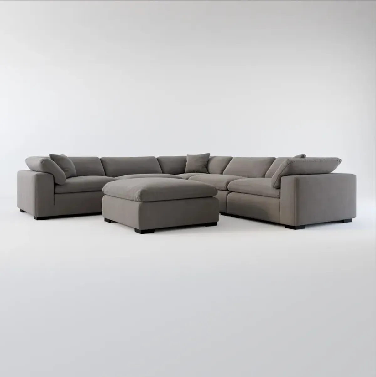 Plush Core Comfort 5-Piece Sectional and Ottoman - Merrimac Ash