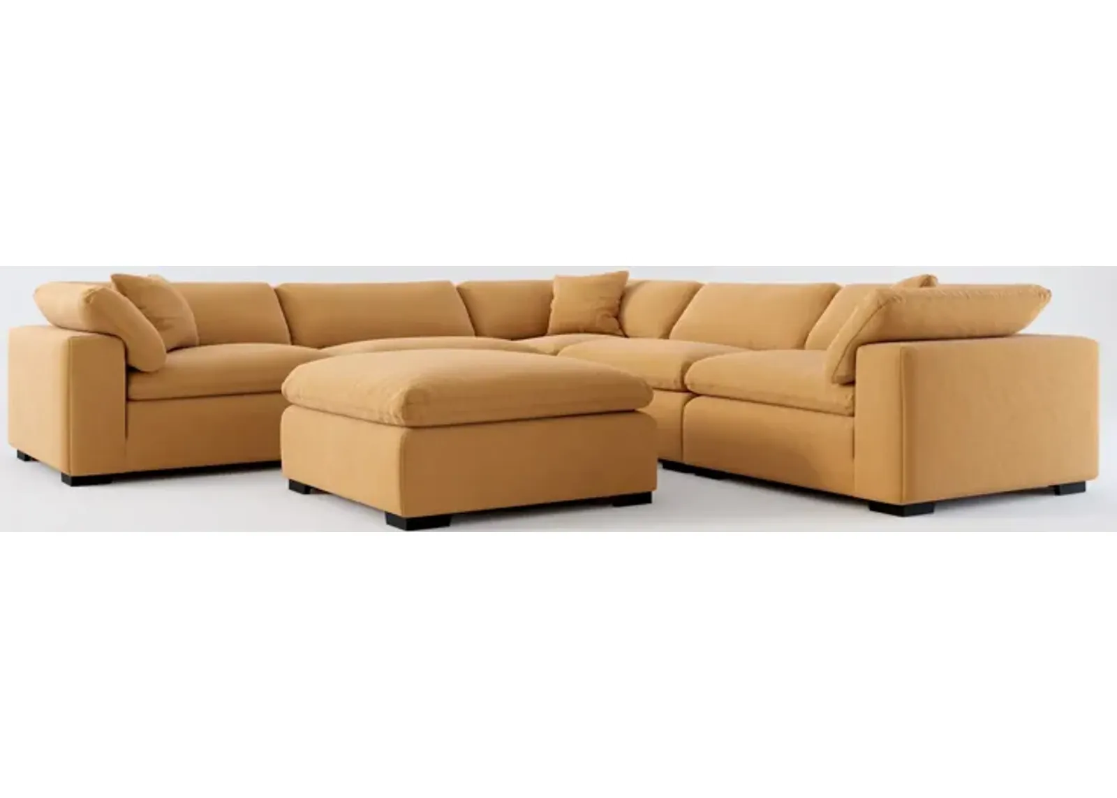 Plush Core Comfort 5-Piece Sectional and Ottoman - Merrimac Topaz