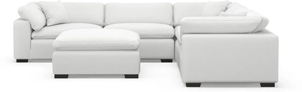 Plush Core Comfort 5-Piece Sectional and Ottoman - Lovie Chalk