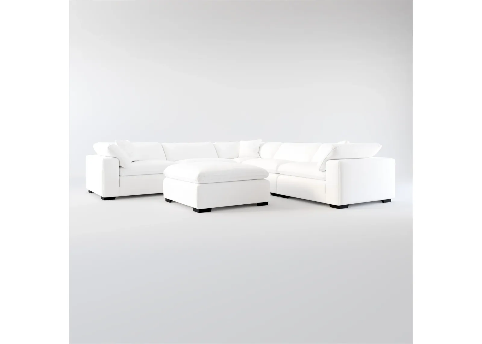 Plush Core Comfort 5-Piece Sectional and Ottoman - Lovie Chalk