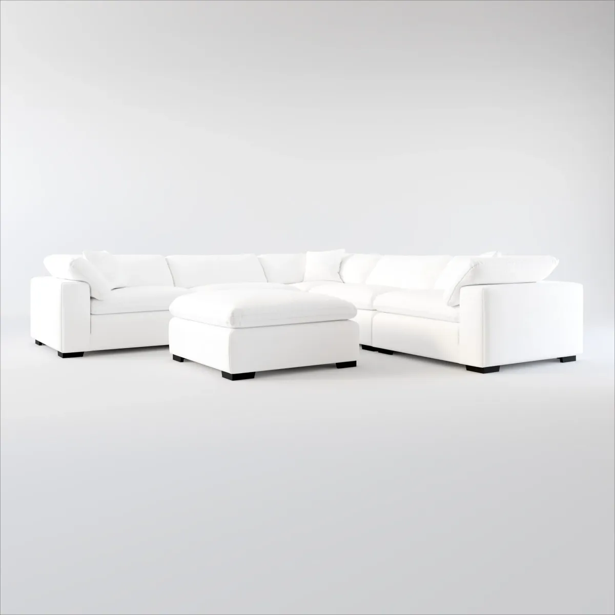 Plush Core Comfort 5-Piece Sectional and Ottoman - Lovie Chalk