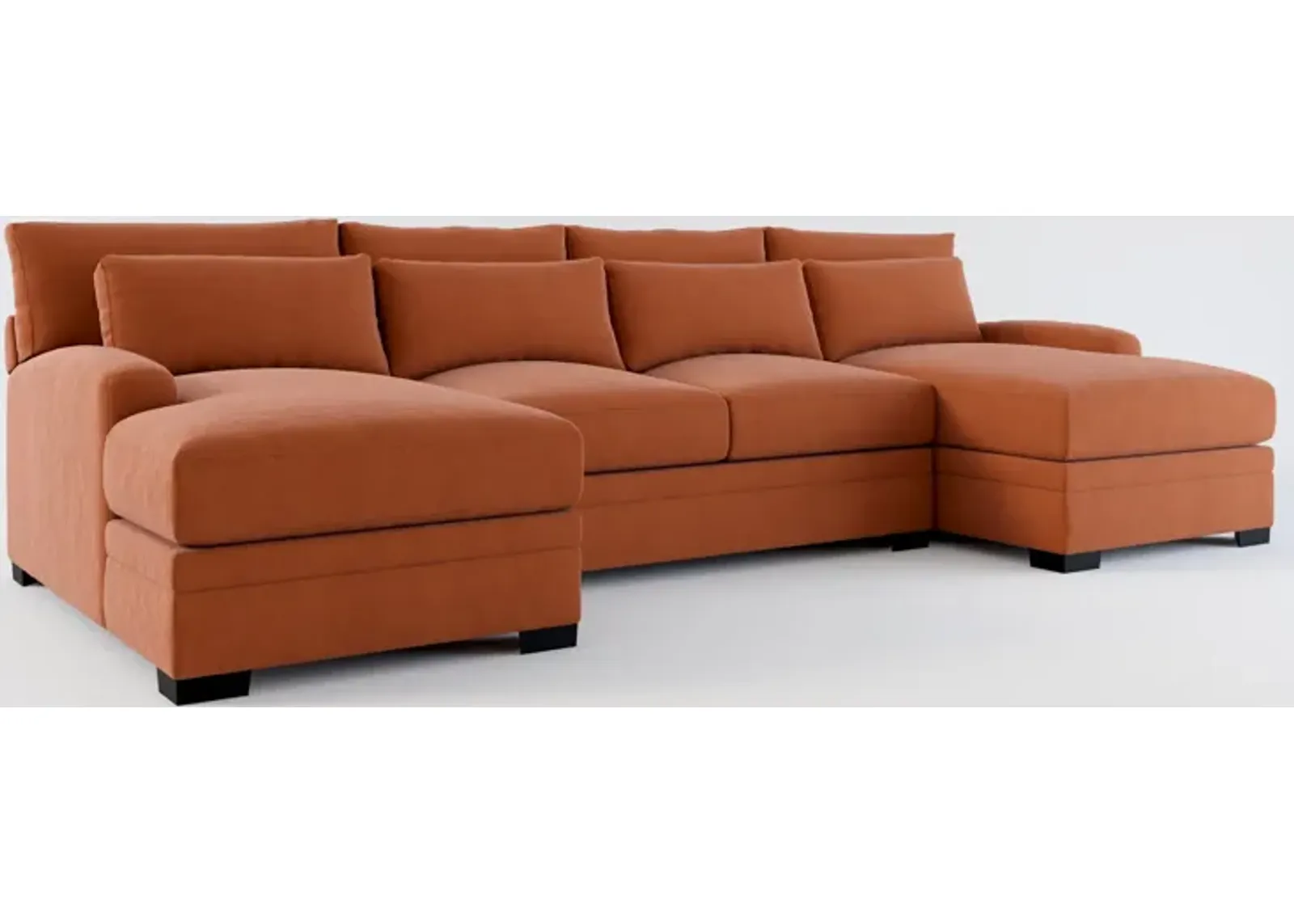 Winston Hybrid Comfort 3-Piece Sectional with Dual Chaise - Merrimac Brick