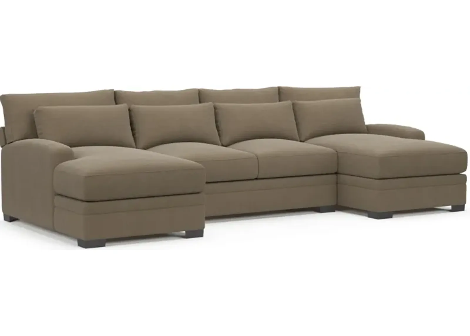 Winston Hybrid Comfort 3-Piece Sectional with Dual Chaise - Merrimac Brownstone