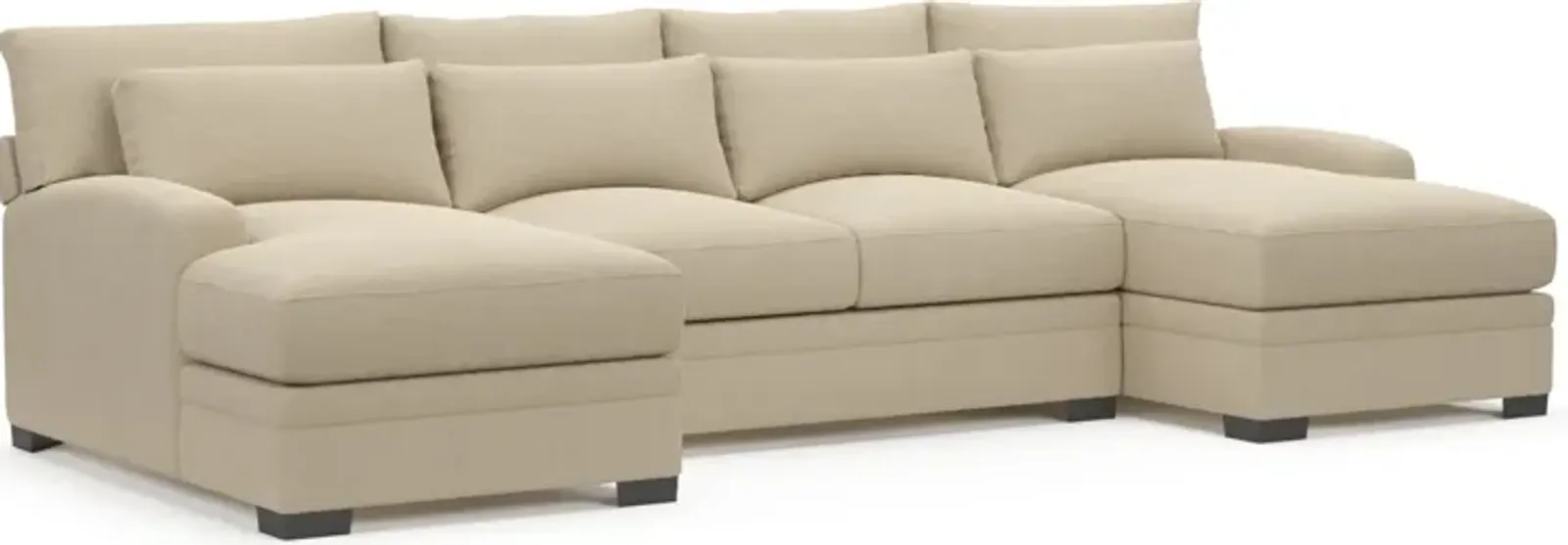 Winston Hybrid Comfort 3-Piece Sectional with Dual Chaise - Merrimac Ecru