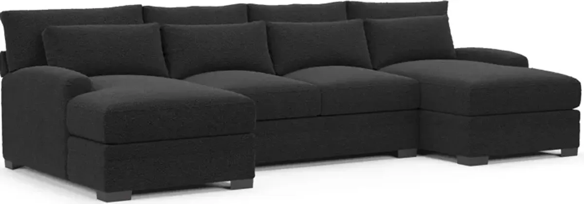 Winston Hybrid Comfort 3-Piece Sectional with Dual Chaise - Bloke Obsidian