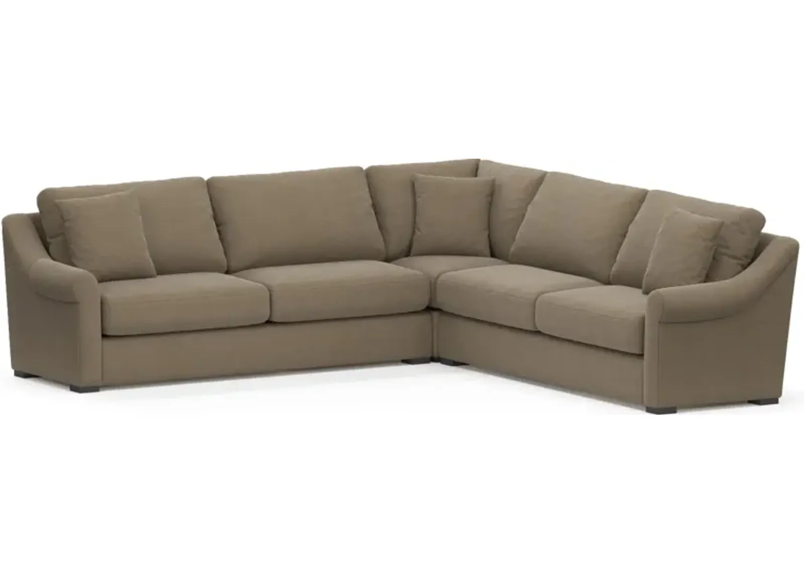 Bowery Foam Comfort 3-Piece Sectional - Merrimac Brownstone