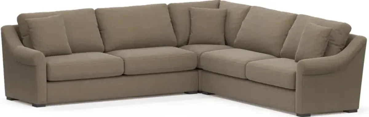 Bowery Foam Comfort 3-Piece Sectional - Merrimac Brownstone