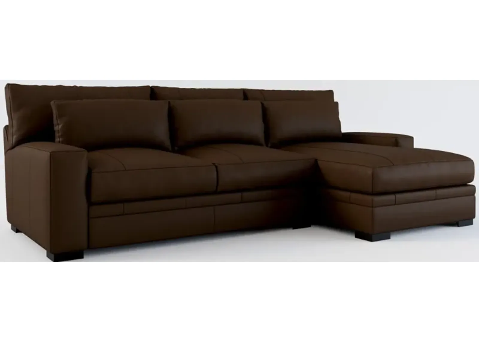 Winston 2-Piece Leather Foam Comfort Sectional With Right-Facing Chaise - Siena Coffee