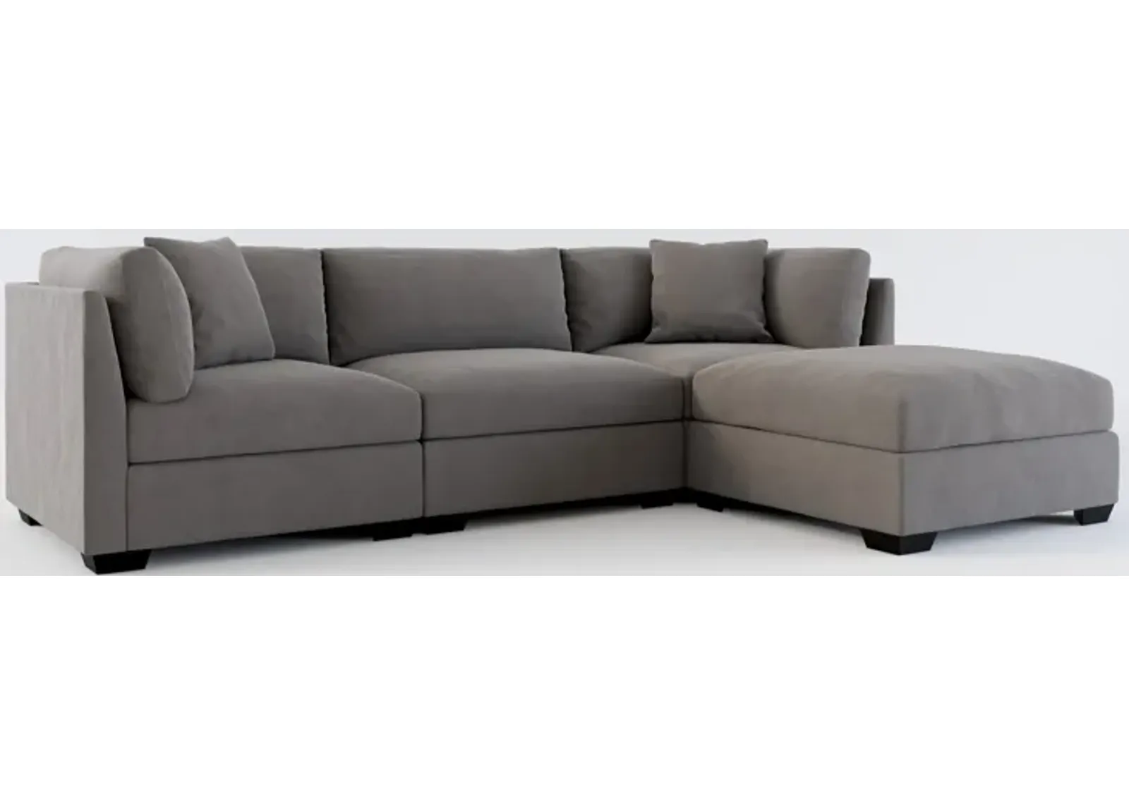 Beckham Foam Comfort 3-Piece Sofa and Ottoman - Merrimac Ash