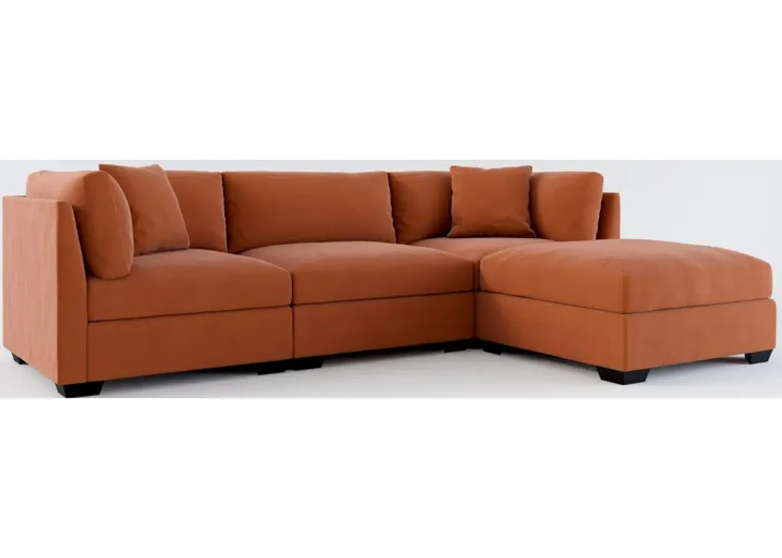 Beckham Foam Comfort 3-Piece Sofa and Ottoman - Merrimac Brick