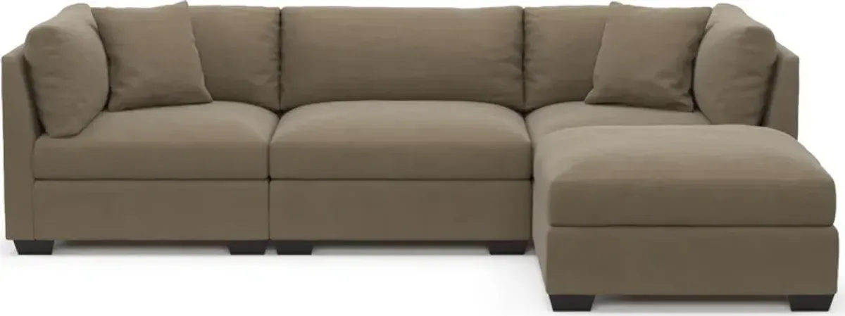 Beckham Foam Comfort 3-Piece Sofa and Ottoman - Merrimac Brownstone