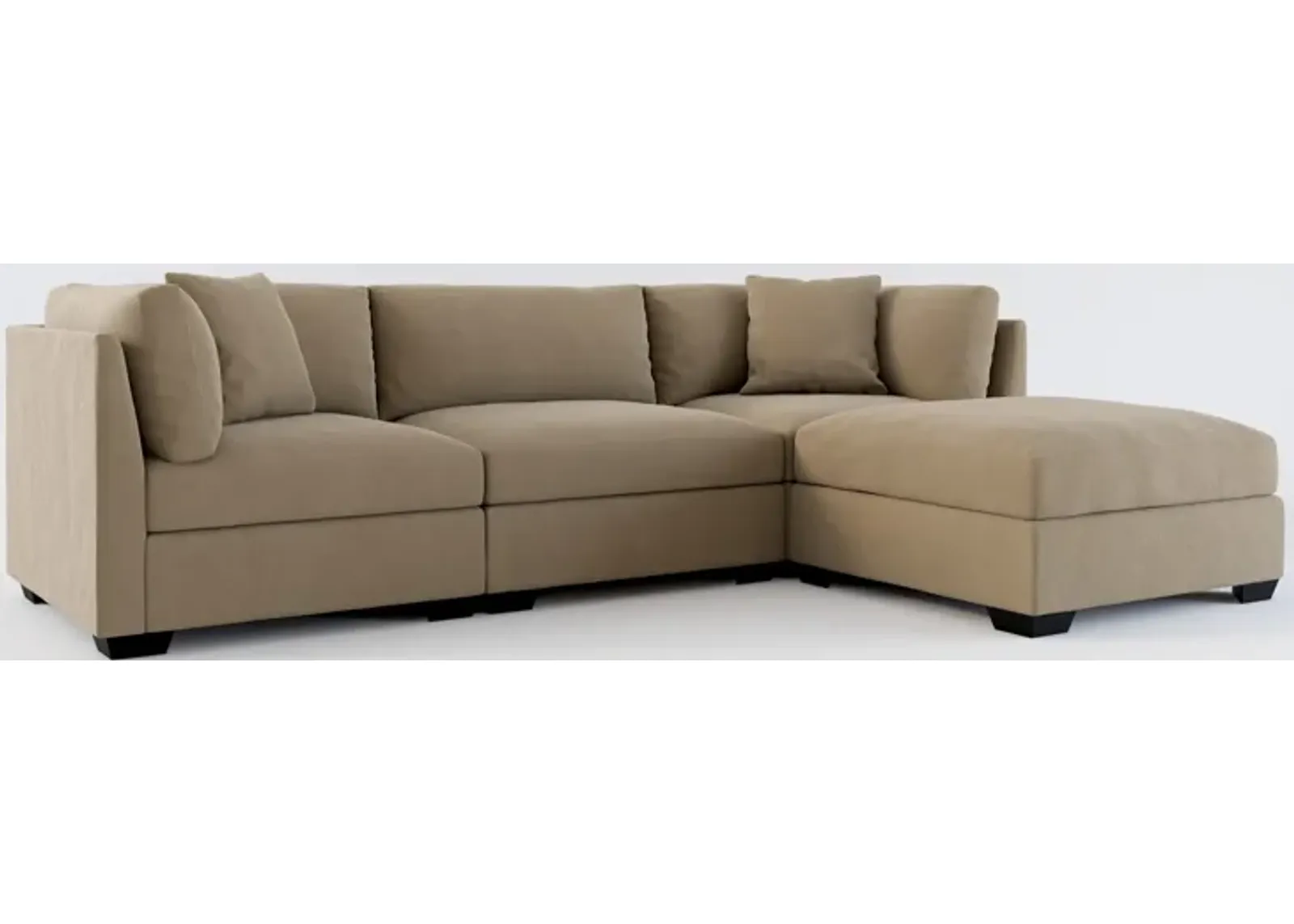 Beckham Foam Comfort 3-Piece Sofa and Ottoman - Merrimac Brownstone