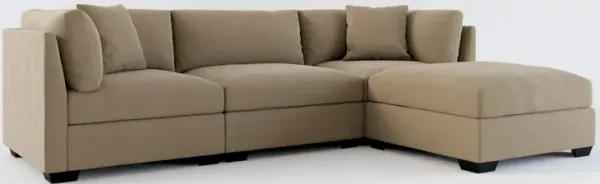 Beckham Foam Comfort 3-Piece Sofa and Ottoman - Merrimac Brownstone