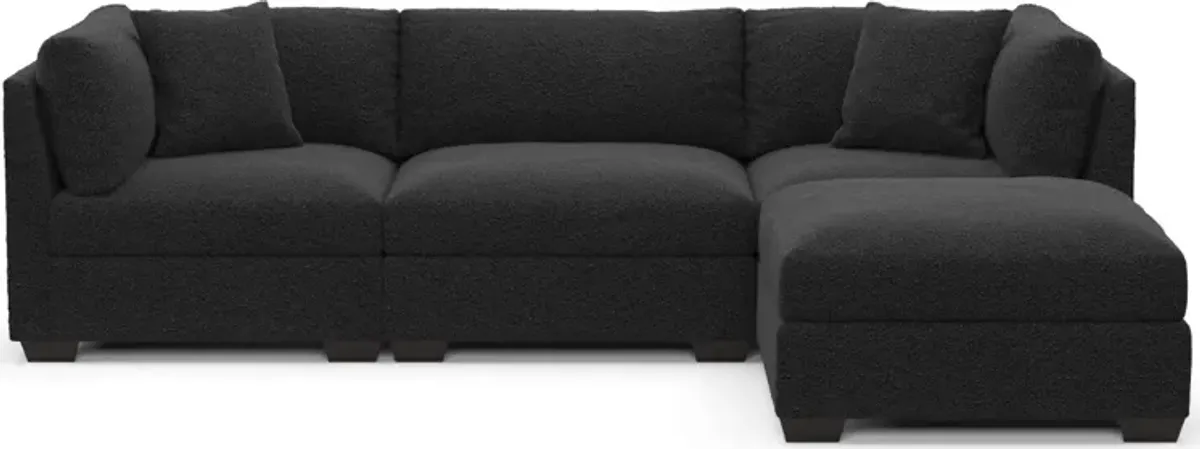 Beckham Foam Comfort 3-Piece Sofa and Ottoman - Bloke Obsidian