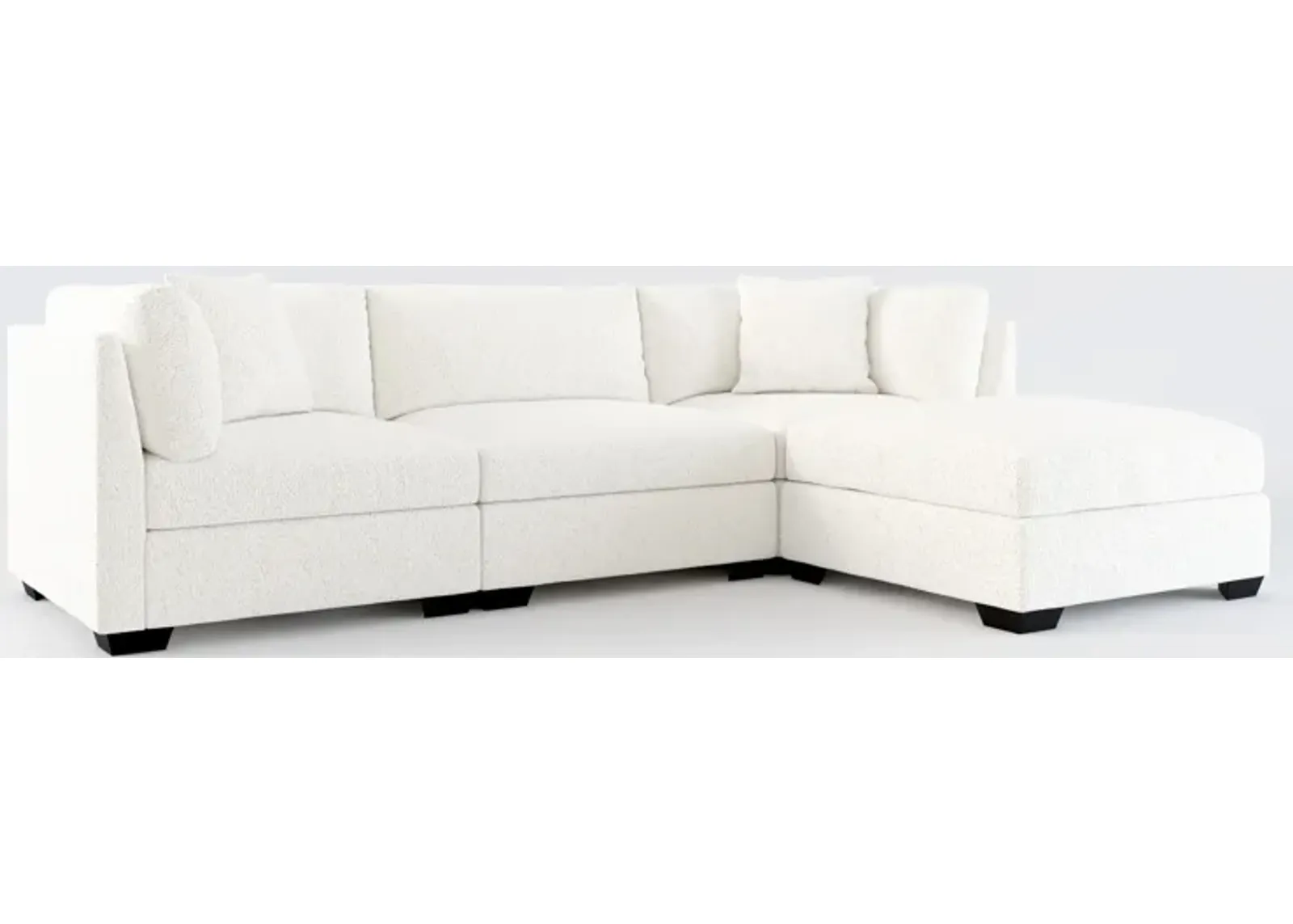 Beckham Foam Comfort 3-Piece Sofa and Ottoman - River Rock Ivory