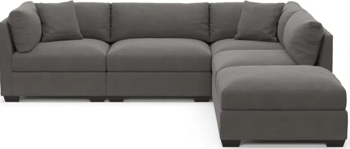 Beckham Foam Comfort 4-Piece Sectional and Ottoman - Merrimac Ash