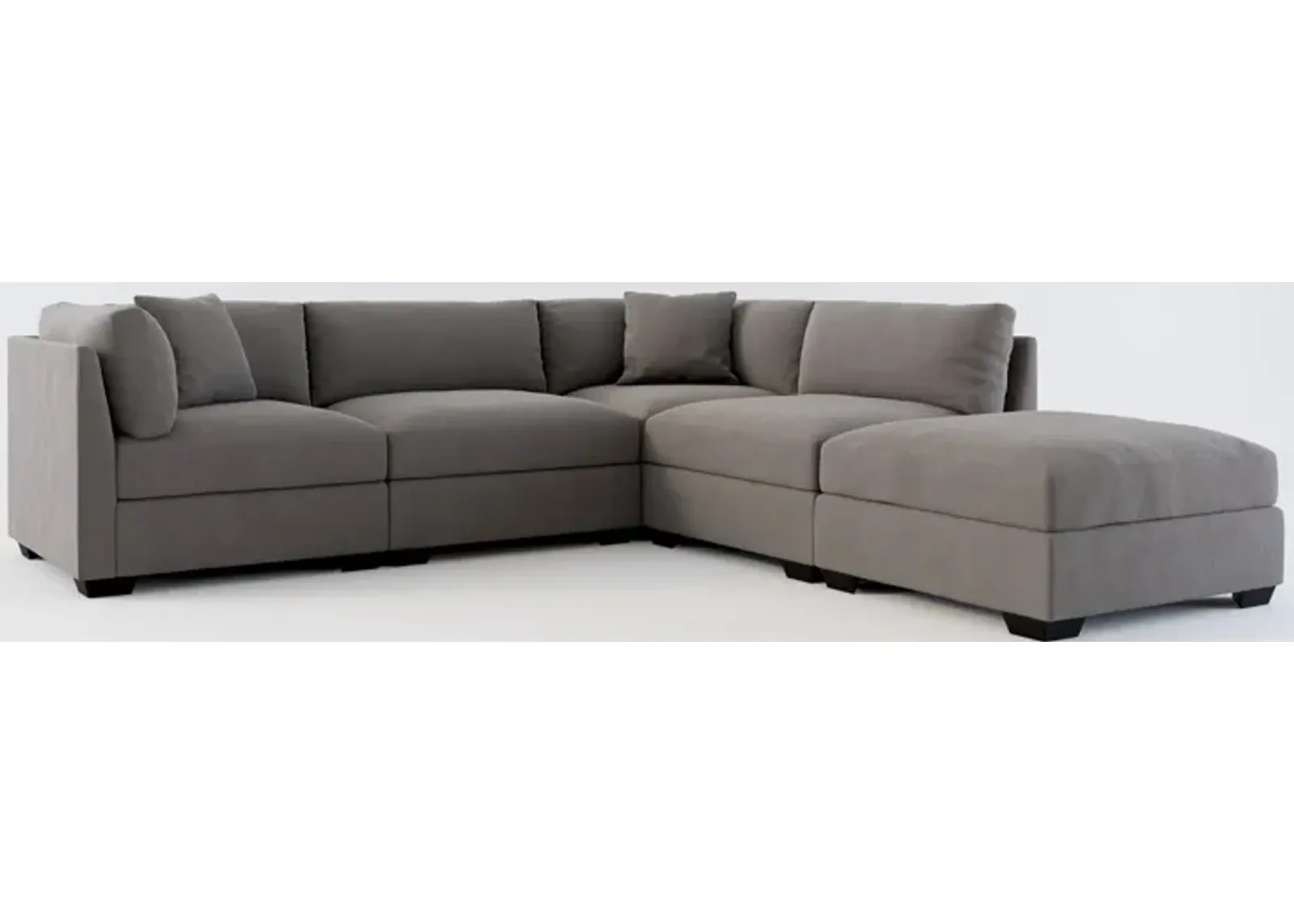 Beckham Foam Comfort 4-Piece Sectional and Ottoman - Merrimac Ash