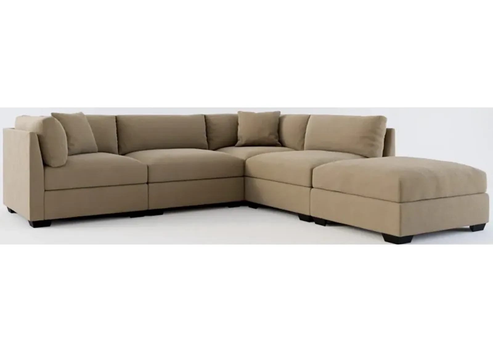 Beckham Foam Comfort 4-Piece Sectional and Ottoman - Merrimac Brownstone