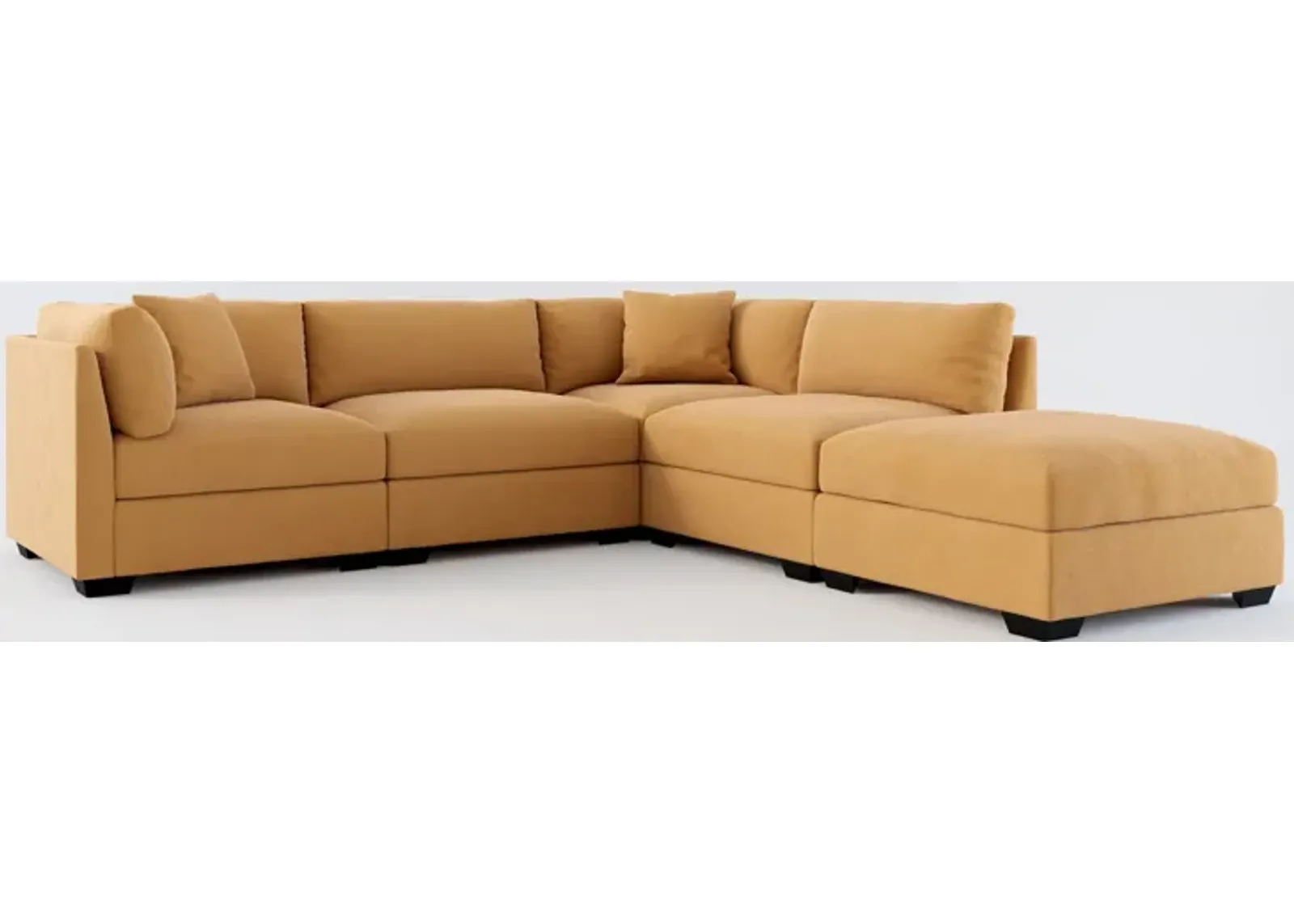 Beckham Foam Comfort 4-Piece Sectional and Ottoman - Merrimac Topaz