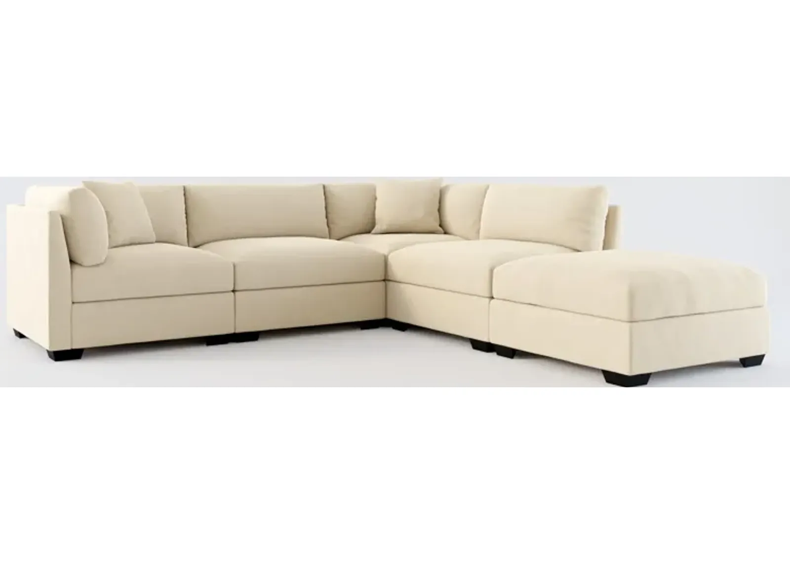 Beckham Foam Comfort 4-Piece Sectional and Ottoman - Merrimac Ecru