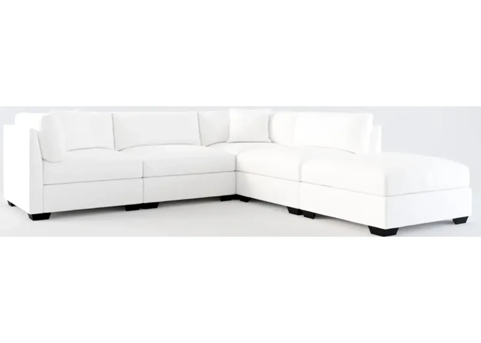 Beckham Foam Comfort 4-Piece Sectional and Ottoman - Lovie Chalk