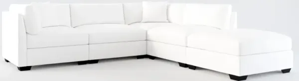 Beckham Foam Comfort 4-Piece Sectional and Ottoman - Lovie Chalk