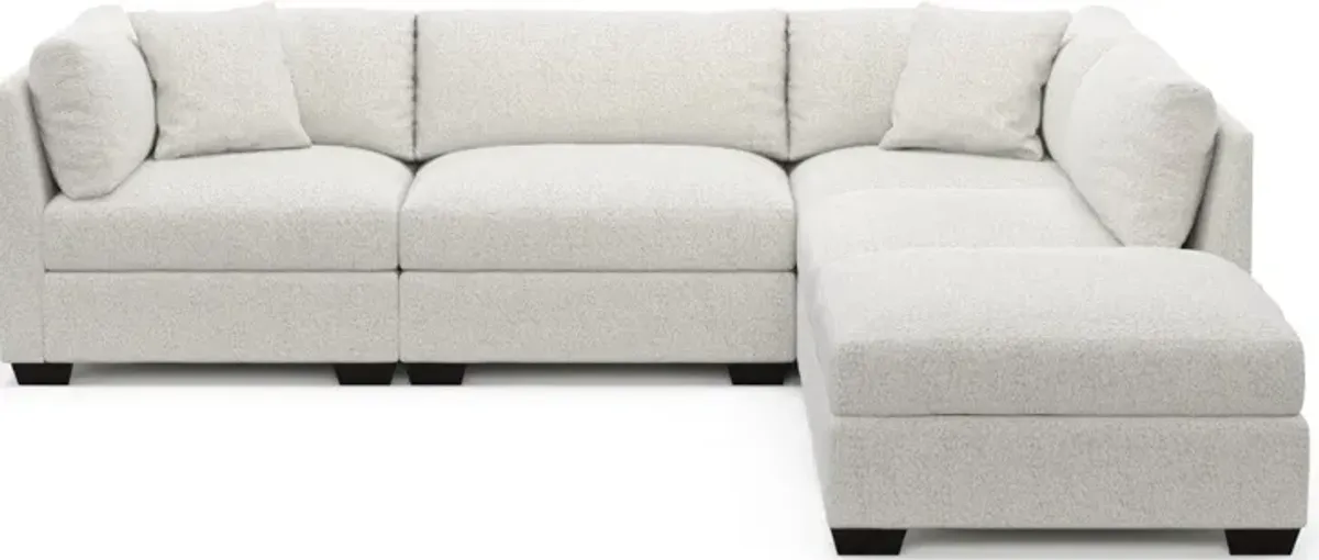 Beckham Foam Comfort 4-Piece Sectional and Ottoman - River Rock Ivory