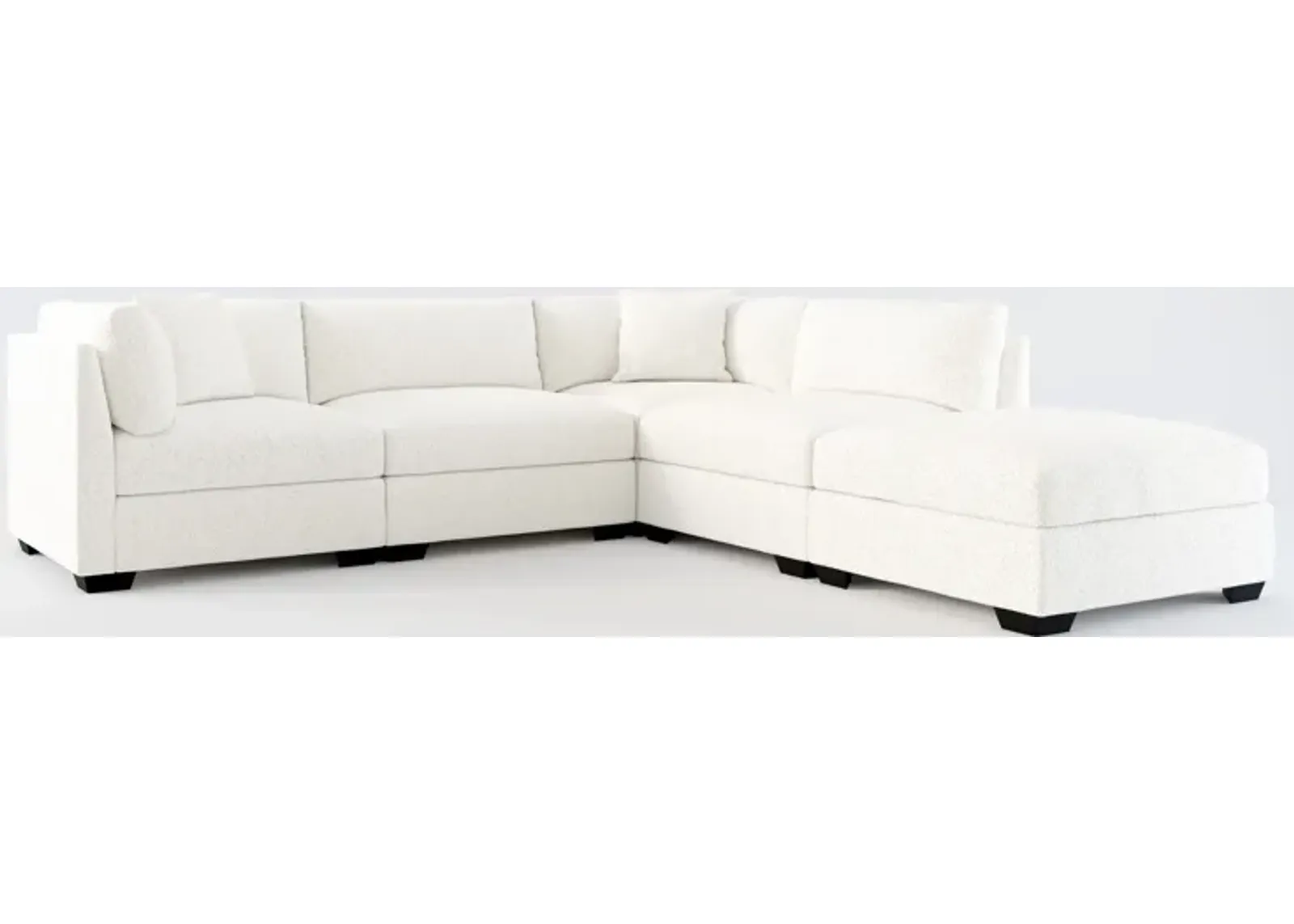 Beckham Foam Comfort 4-Piece Sectional and Ottoman - River Rock Ivory