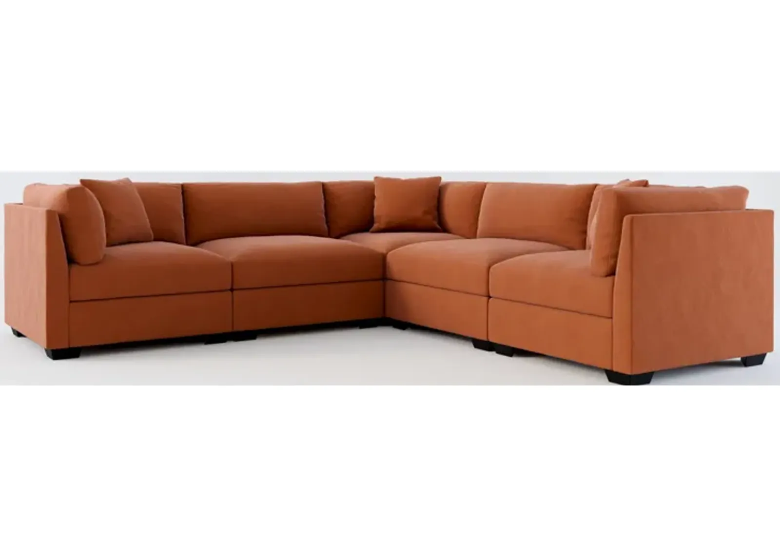 Beckham Foam Comfort 5-Piece Sectional - Merrimac Brick