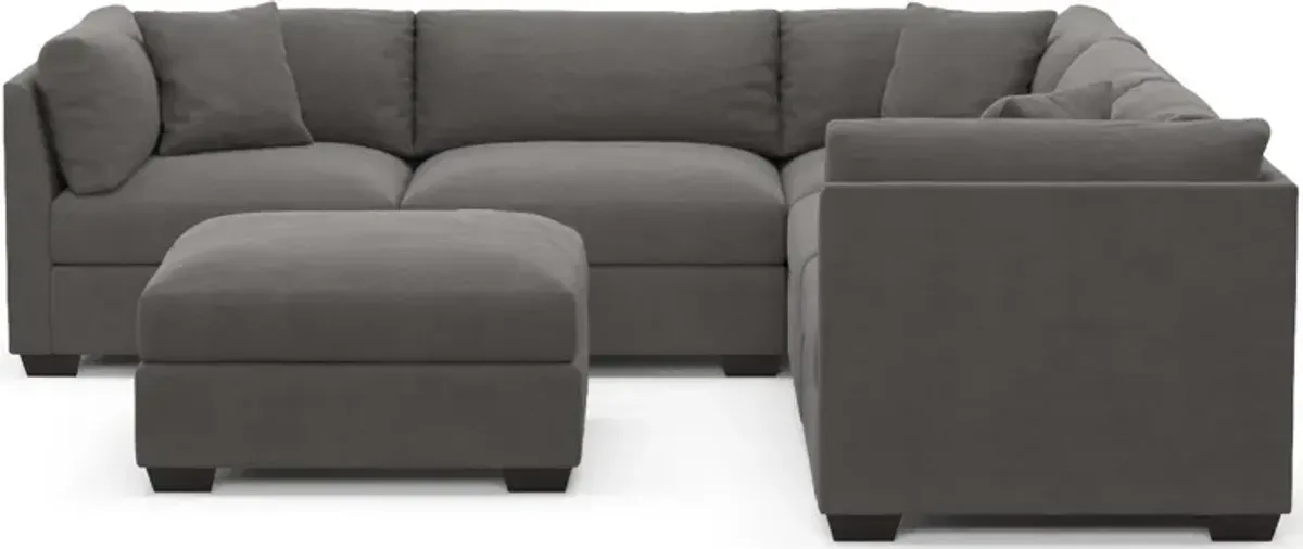 Beckham Foam Comfort 5-Piece Sectional and Ottoman - Merrimac Ash