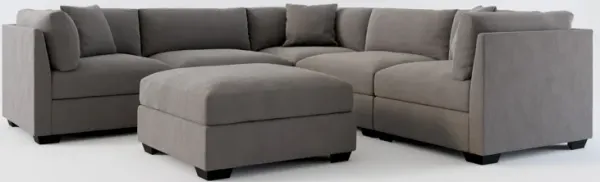 Beckham Foam Comfort 5-Piece Sectional and Ottoman - Merrimac Ash