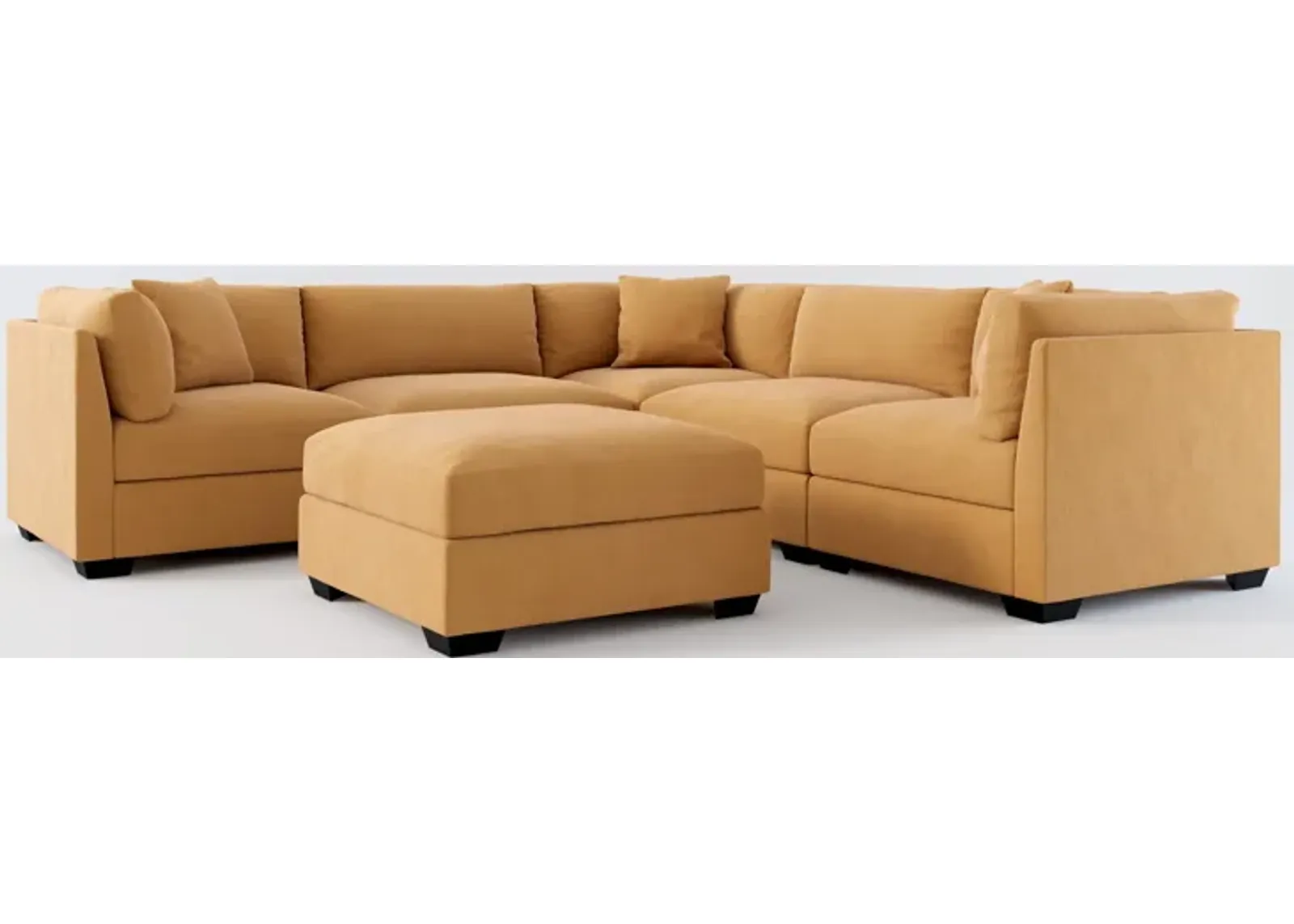 Beckham Foam Comfort 5-Piece Sectional and Ottoman - Merrimac Topaz