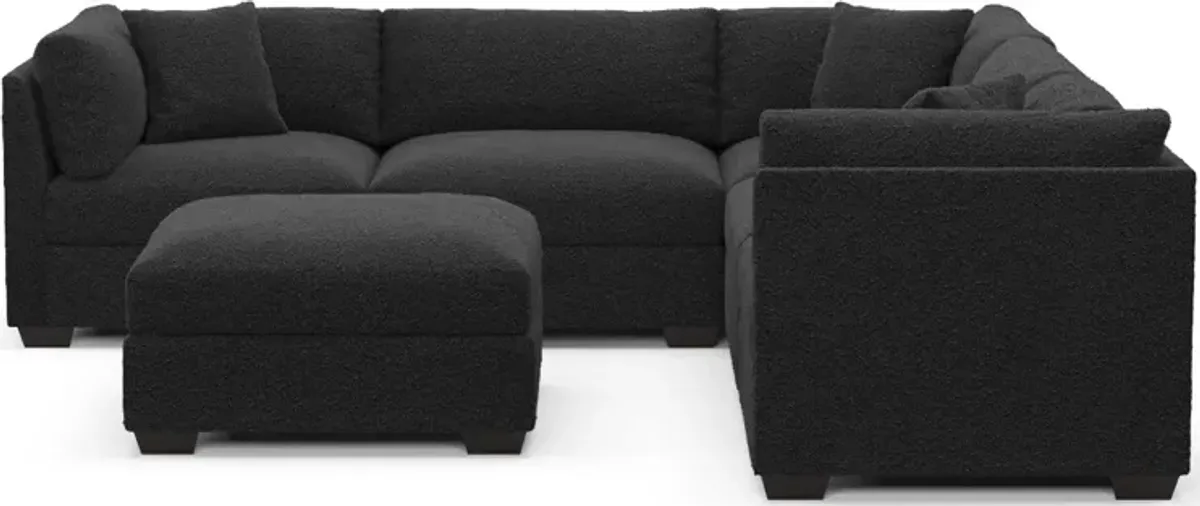 Beckham Foam Comfort 5-Piece Sectional and Ottoman - Bloke Obsidian