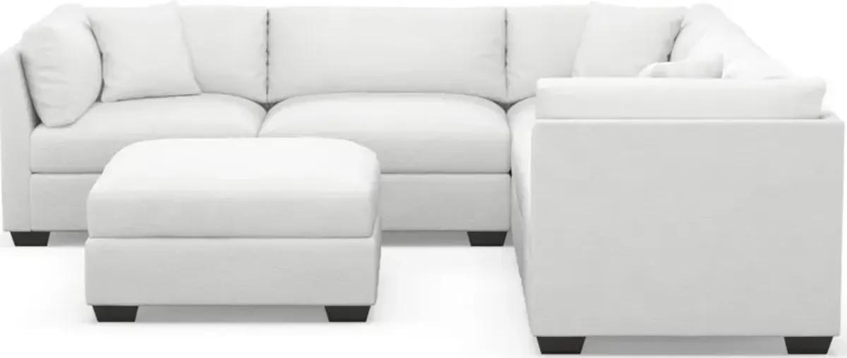 Beckham Foam Comfort 5-Piece Sectional and Ottoman - Lovie Chalk