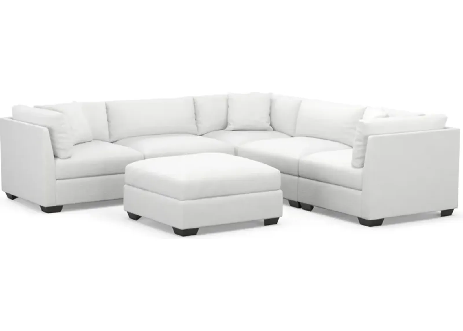 Beckham Foam Comfort 5-Piece Sectional and Ottoman - Lovie Chalk