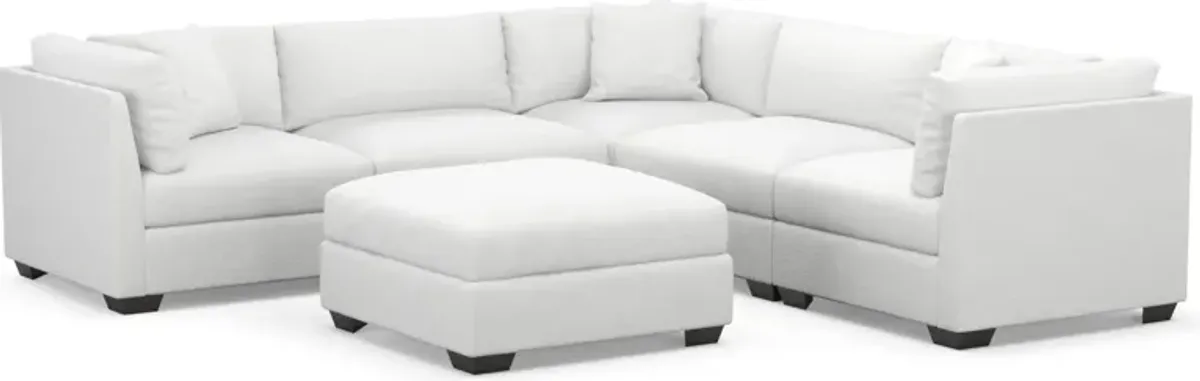 Beckham Foam Comfort 5-Piece Sectional and Ottoman - Lovie Chalk