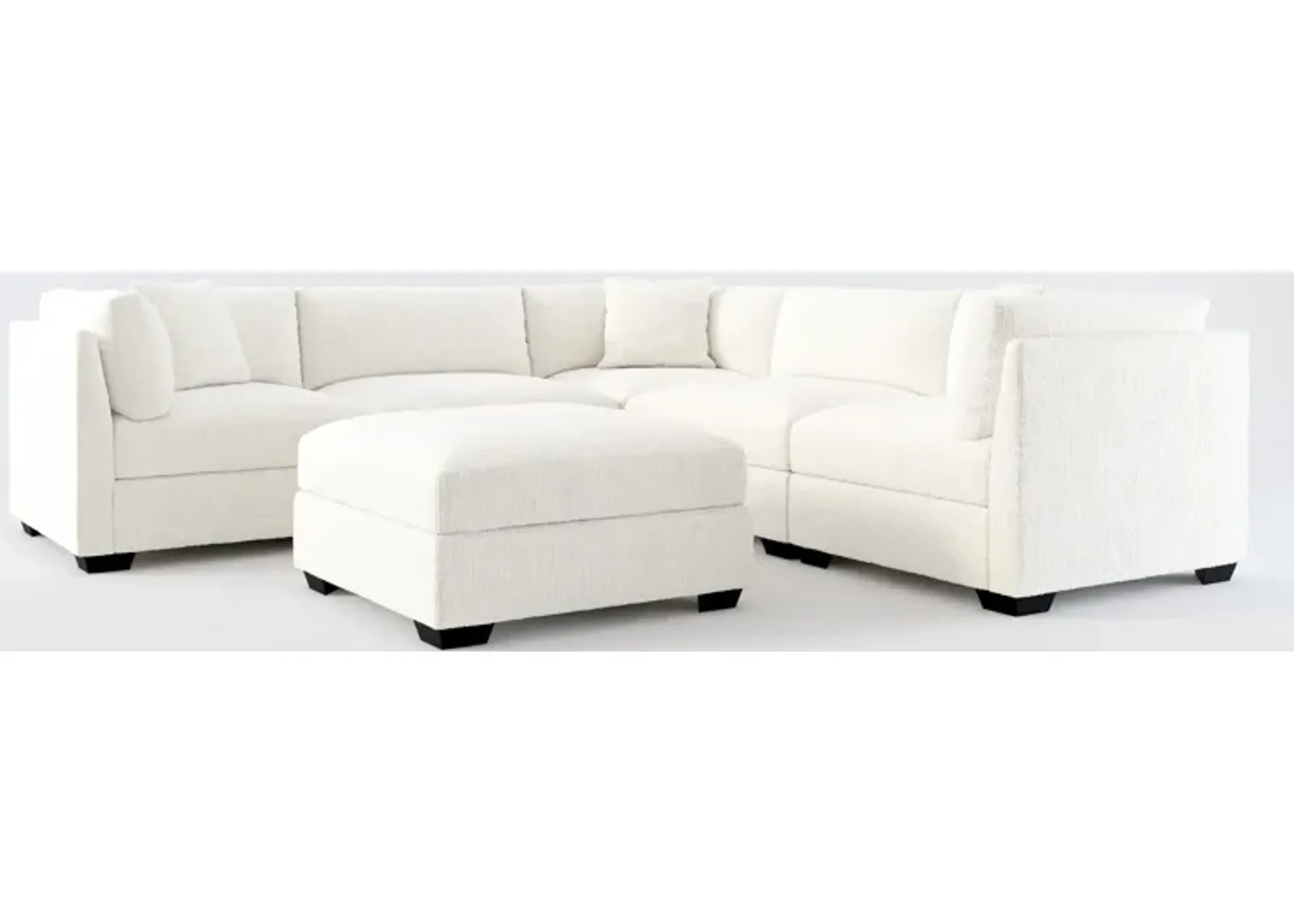 Beckham Foam Comfort 5-Piece Sectional and Ottoman - Bantu Pearl