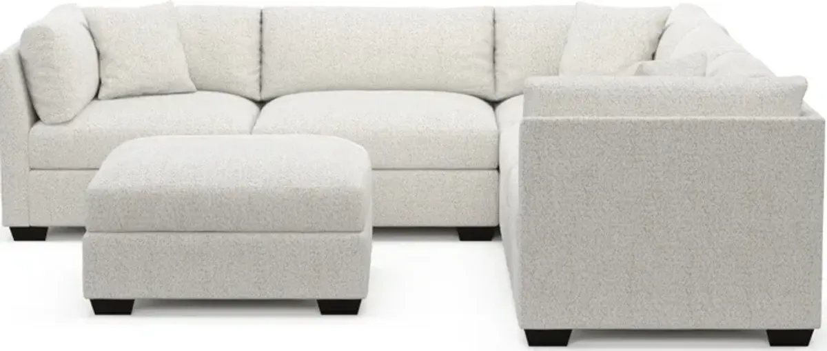 Beckham Foam Comfort 5-Piece Sectional and Ottoman - River Rock Ivory