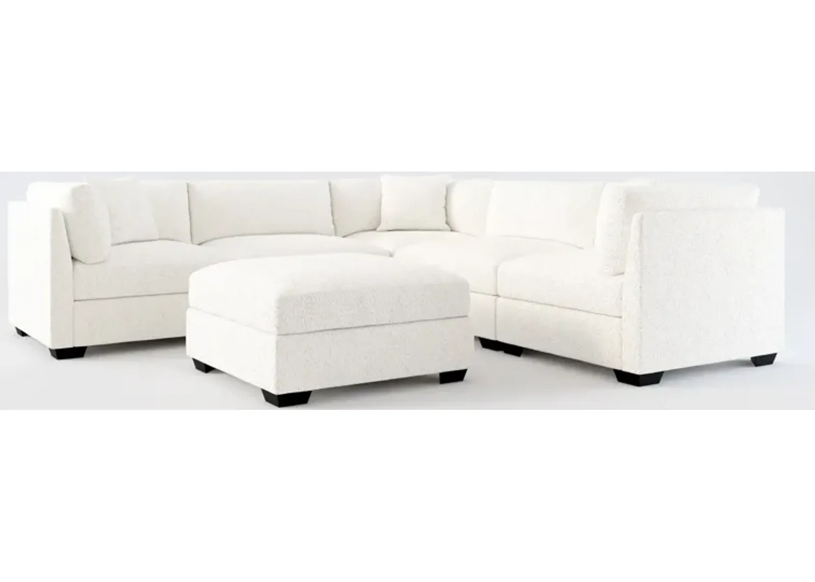 Beckham Foam Comfort 5-Piece Sectional and Ottoman - River Rock Ivory