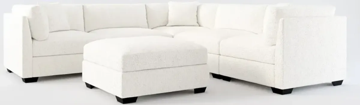 Beckham Foam Comfort 5-Piece Sectional and Ottoman - River Rock Ivory