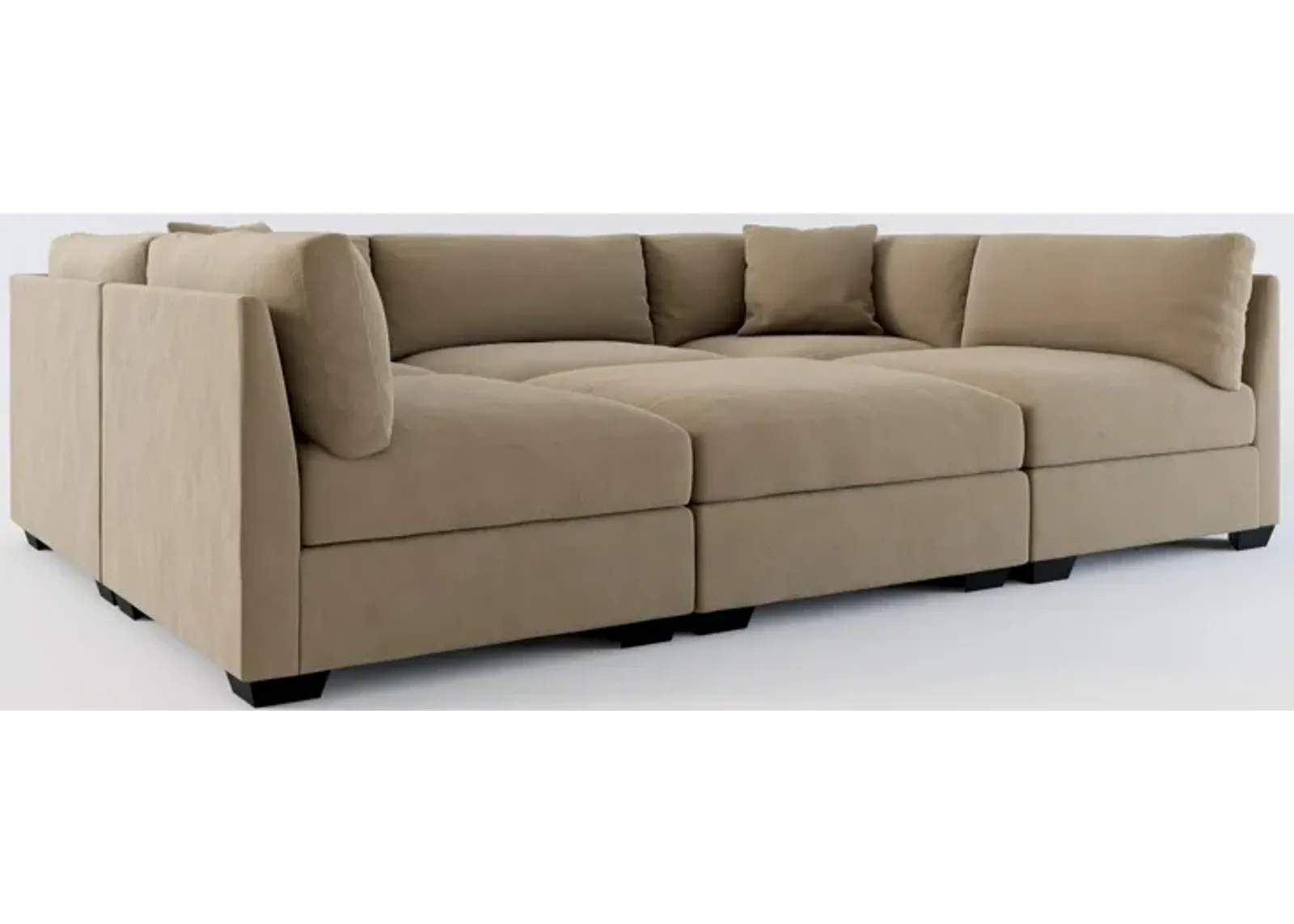 Beckham Foam Comfort 6-Piece Pit Sectional - Merrimac Brownstone