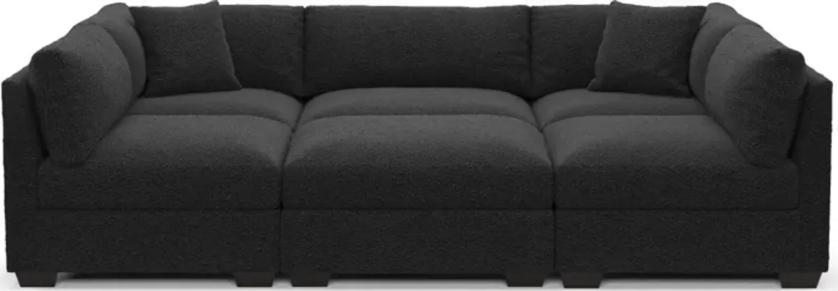 Beckham Foam Comfort 6-Piece Pit Sectional - Bloke Obsidian