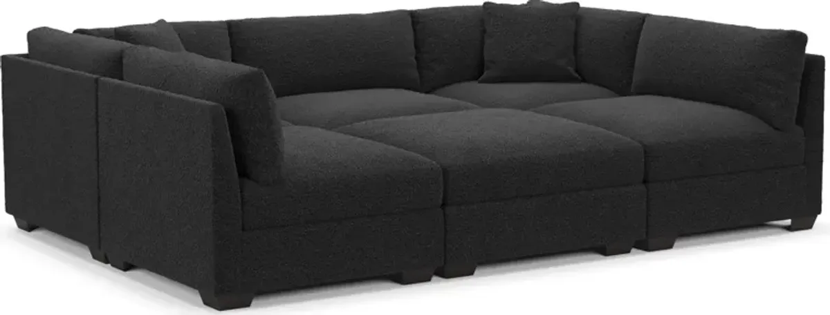 Beckham Foam Comfort 6-Piece Pit Sectional - Bloke Obsidian