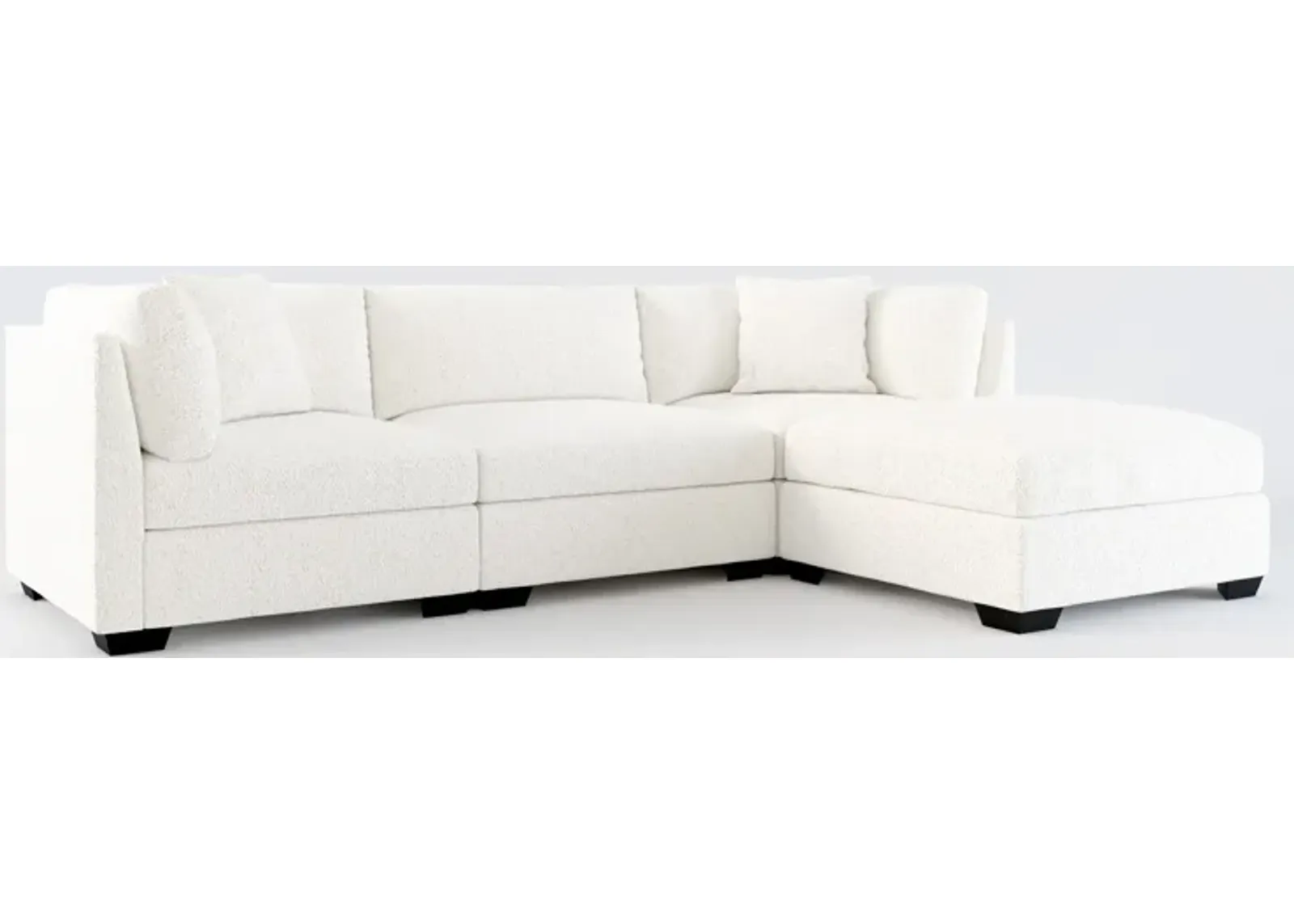 Beckham Hybrid Comfort 3-Piece Sofa and Ottoman - River Rock Ivory