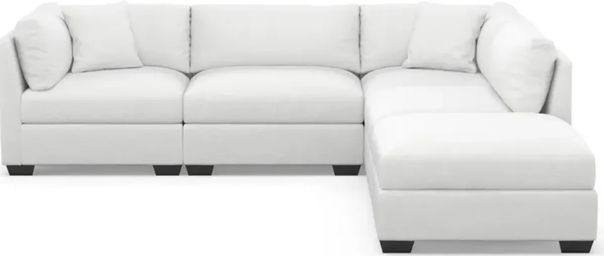 Beckham Hybrid Comfort 4-Piece Sectional and Ottoman - Lovie Chalk