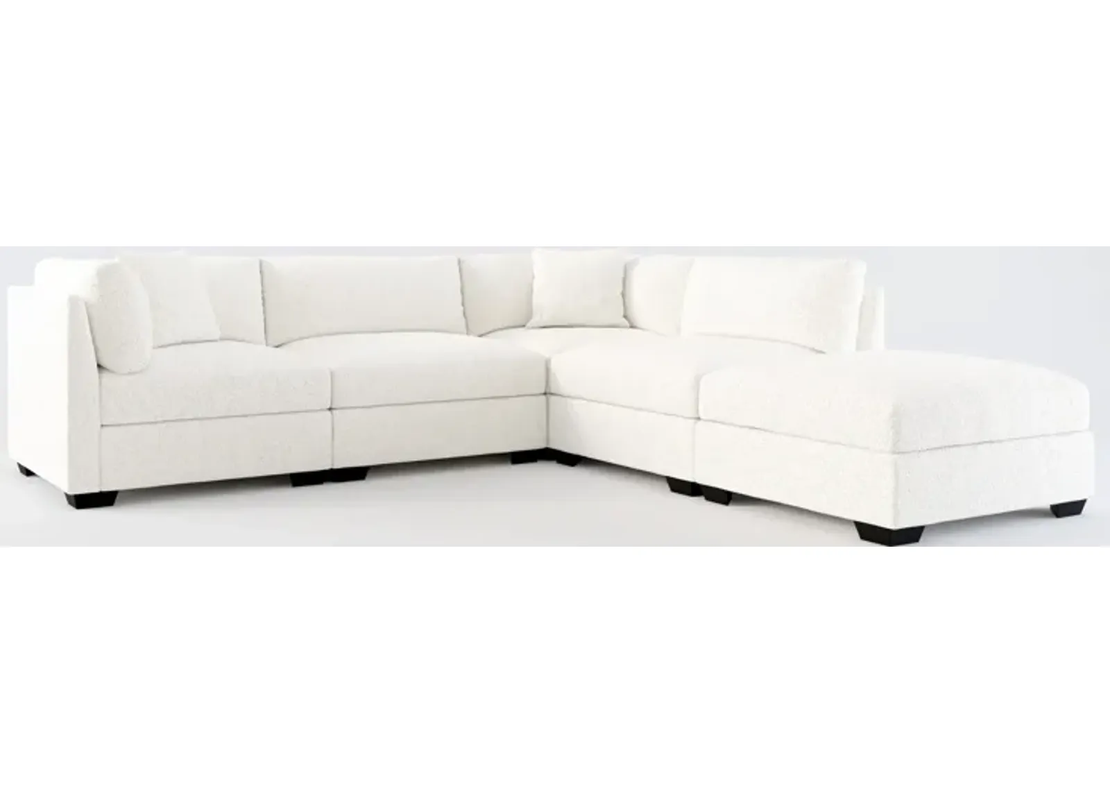 Beckham Hybrid Comfort 4-Piece Sectional and Ottoman - River Rock Ivory