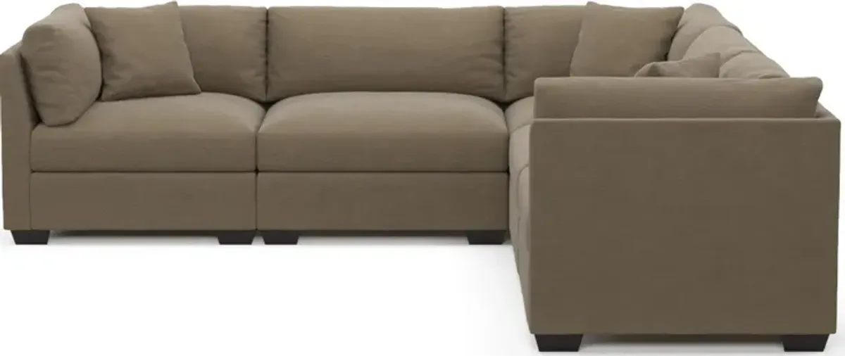 Beckham Hybrid Comfort 5-Piece Sectional - Merrimac Brownstone