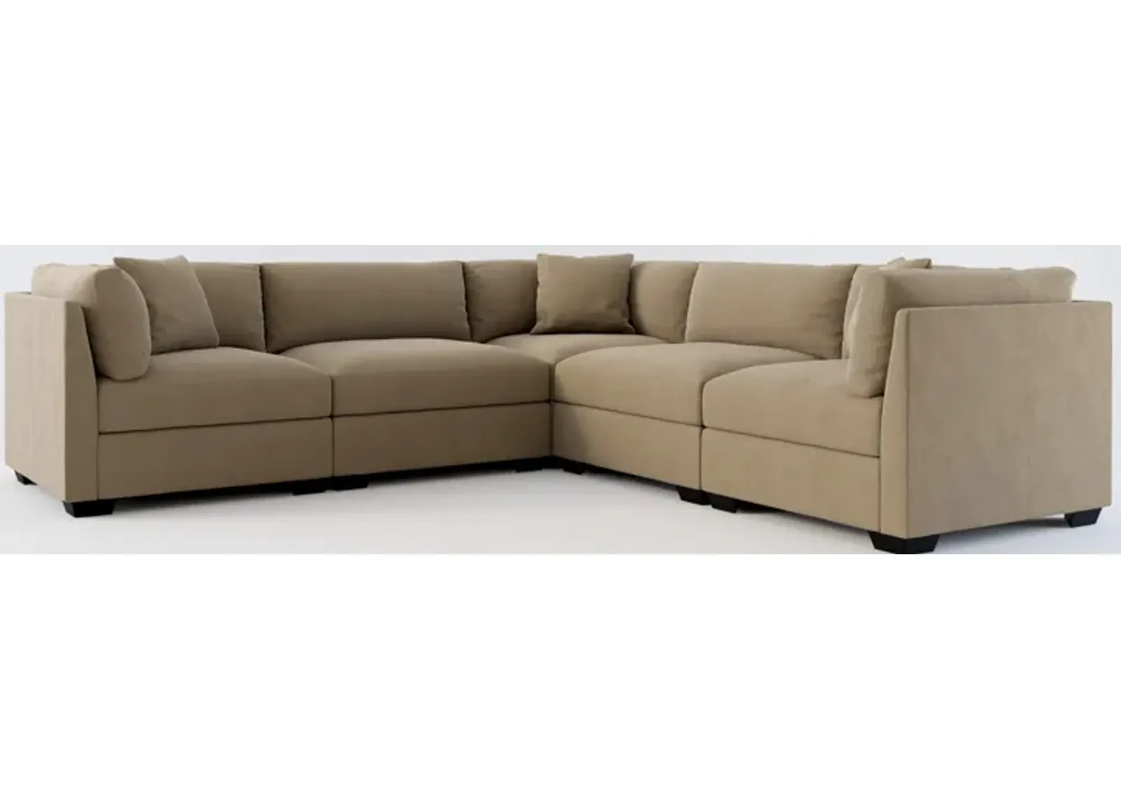 Beckham Hybrid Comfort 5-Piece Sectional - Merrimac Brownstone