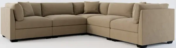 Beckham Hybrid Comfort 5-Piece Sectional - Merrimac Brownstone