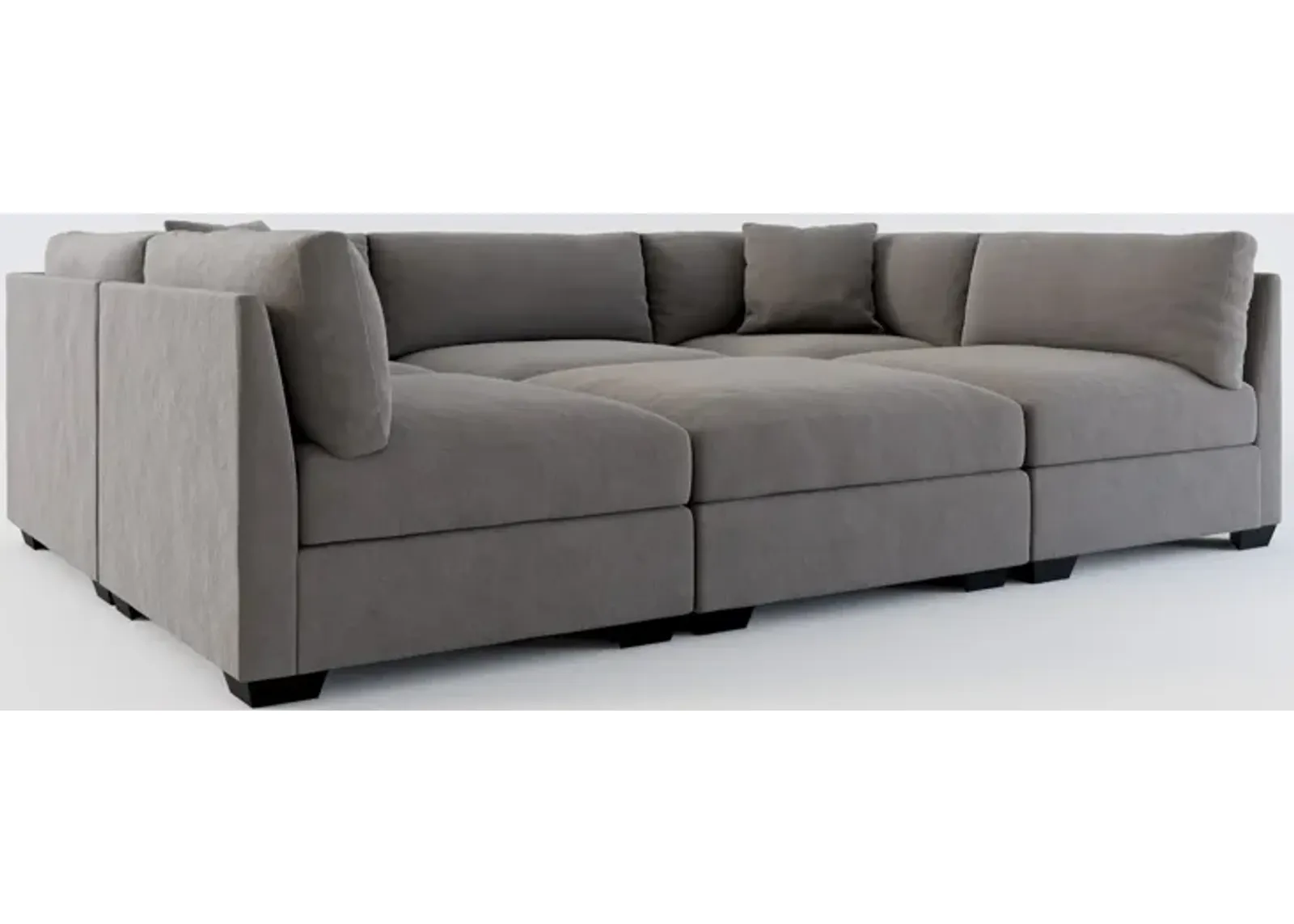 Beckham Hybrid Comfort 6-Piece Pit Sectional - Merrimac Ash